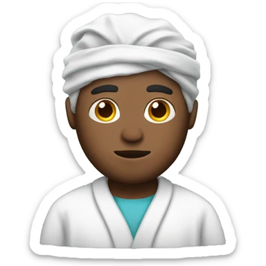 tired men with hair net in a robe sticker