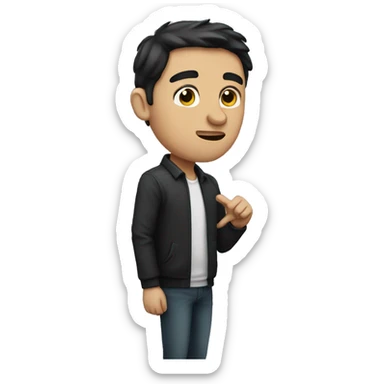 Dark haired man pinching nose  sticker