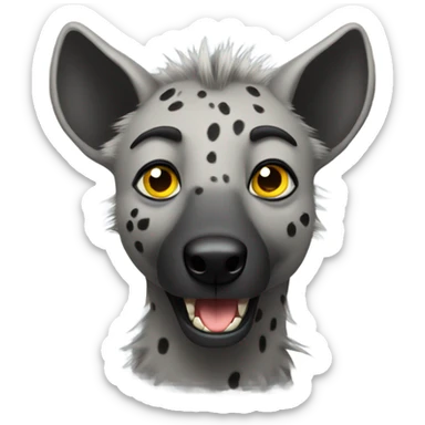 Gray male hyena with yellow eyes with large eyebrows  sticker