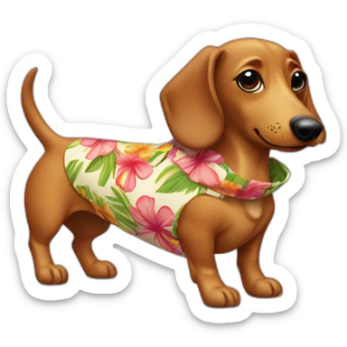 sausage dog wearing a Hawaiian shirt sticker