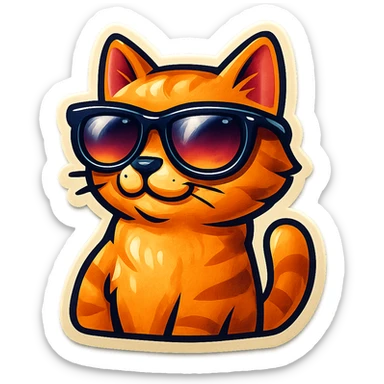 cool cat with oversized sunglasses, sticker style, vibrant and fun sticker