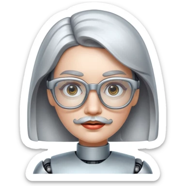 robotic woman with glasses mustache  sticker