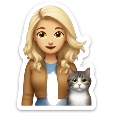 Animal lover girl, dog plus cat, bron  sticker