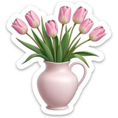 baby pink tulips in white vase sticker