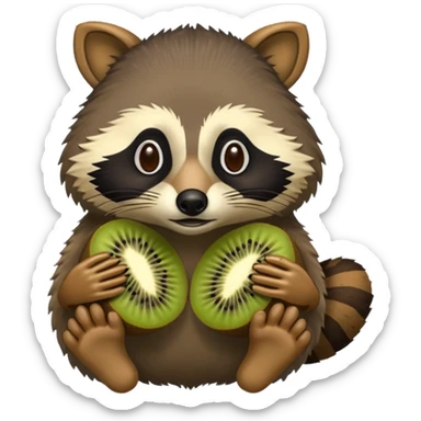 A kiwi with a raccoon's head and human feet sticker