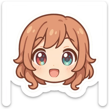 chibi anime face, colorful icon, big eyes, cute expression, outlined, no background sticker