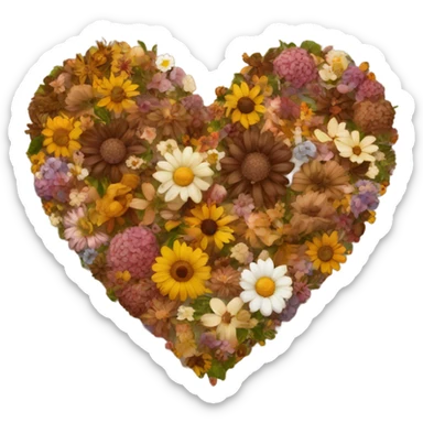 flower heart brown sticker