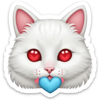 gato blanco con ojitos de corazón sticker