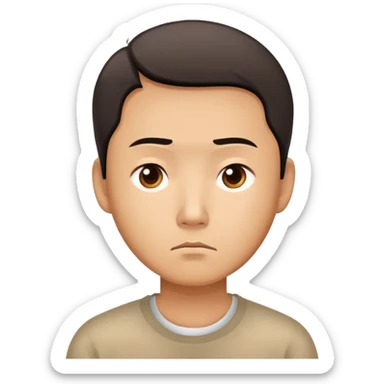 A Chinese man with a thoughtful, uncertain expression sticker