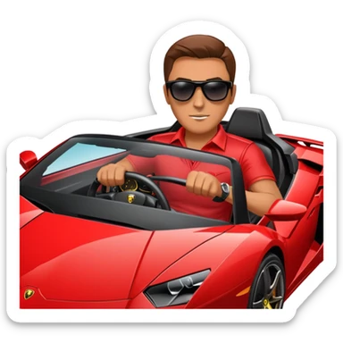 A man driving a Lamborghini  sticker