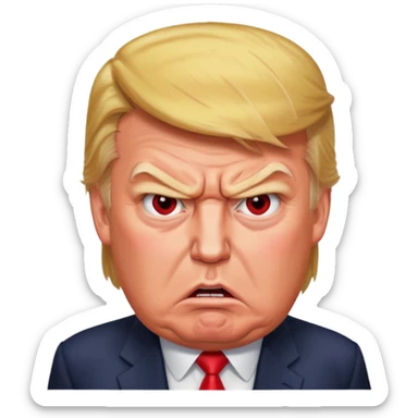 Donald Trump is furious. Red with anger. photorealistic sticker