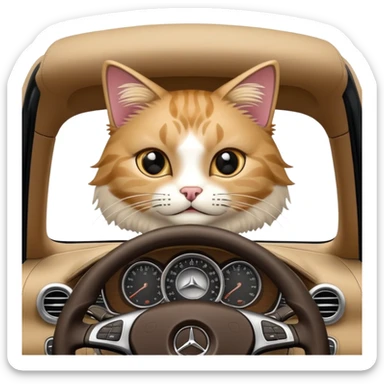 Cat driving in mercedes sticker