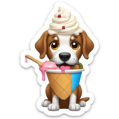Perro comiendo helado  sticker