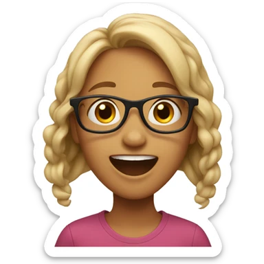 girl with glasses excited sticker