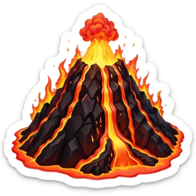 volcano with lava flow sticker