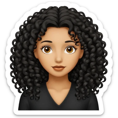 Mujer morena pelo negro rizado largo sticker