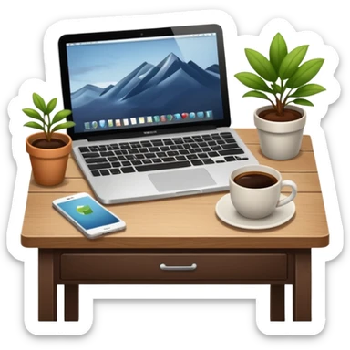 emoji of a cozy desk sticker