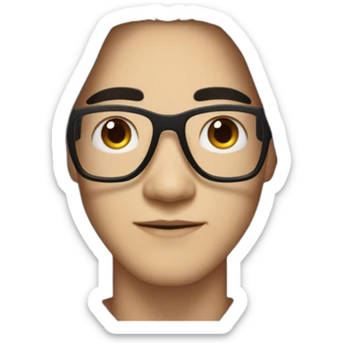 White skin Asian Guy with long black hair and square glasses and black hoodie sticker