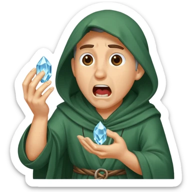 druid character gasping holding cracked crystal sticker