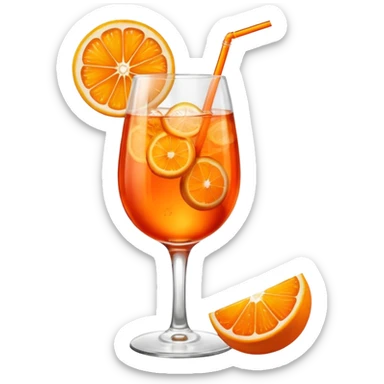 A glass of Aperol spritz with an orange slice sticker