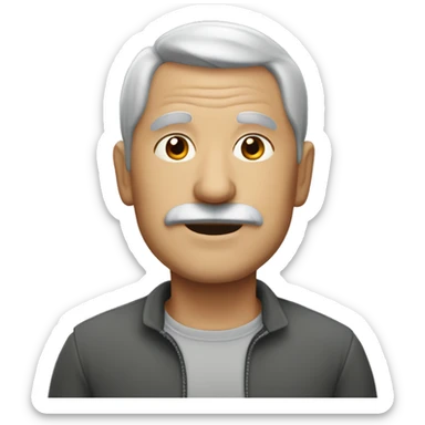 grandpa with grey hair and a fringe sticker