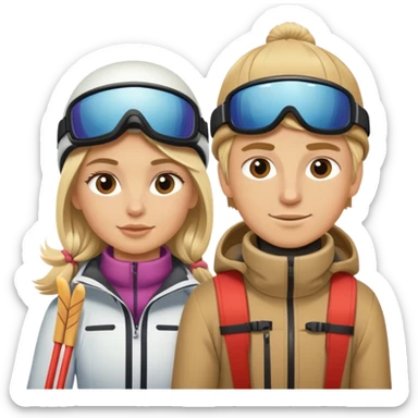 Blonde girl skiing and blonde boy skiing sticker
