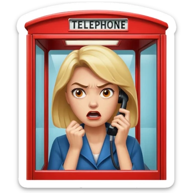 Telephone booth with angry woman inside sticker