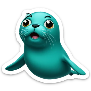 teal-coloured seal mindblown confused dizzy sticker