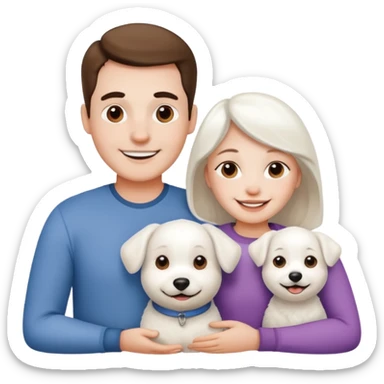 parents, daughter and a white dog sticker