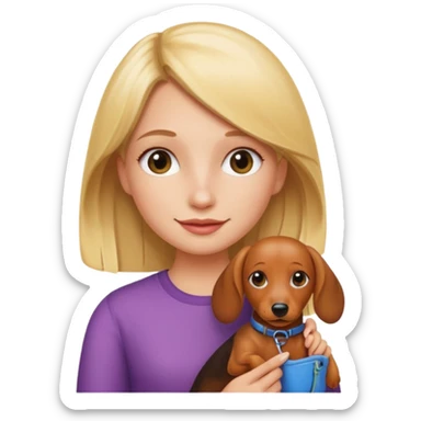Blonde girl holding dachshund emoji sticker  sticker