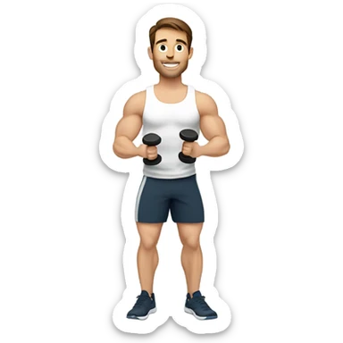 Brown haired fit white man lifting dumbells sticker