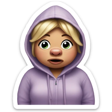 miss piggy crying in a oversized hoodie with a no wifi logo on it  sticker