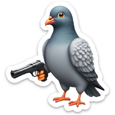 Pigeon with a gun in his hands  sticker