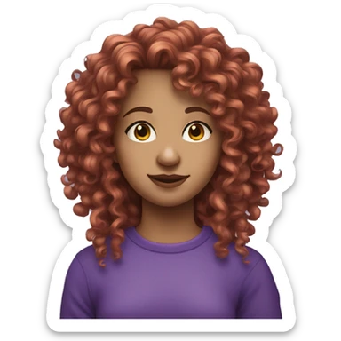European, purple curly hair, woman, teenager, nose ring. sticker