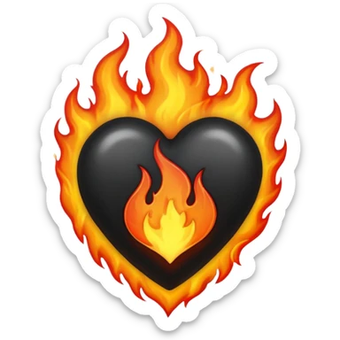 Corazón negro con fuigo sticker