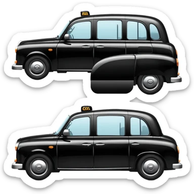 iconic black London taxi cab with rounded shape sticker