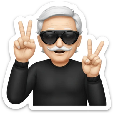 Some white old guy with a mask on and black shades with it also holding up the middle fingers sticker