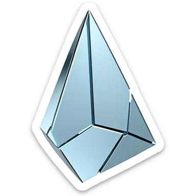 broken mirror shard emoji, sharp chrome edges, high contrast reflections, futuristic minimal 3D style, isolated on white sticker