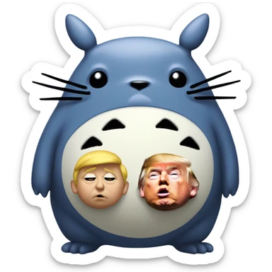 Photo realistic Donald Trump, kissing Totoro at the beach by the pool sticker