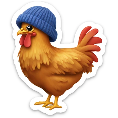 Chicken with wool hat sticker