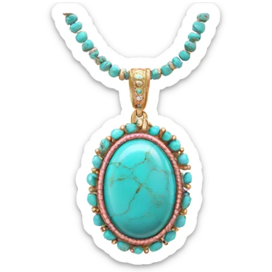 Realistic isolated pink western turquoise jewelry.  sticker