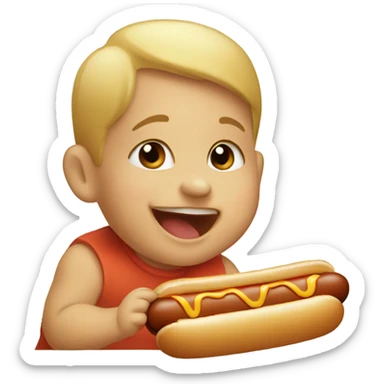 Baby eating a hotdog  sticker