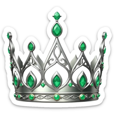 silver feminine crown with emeralds sticker