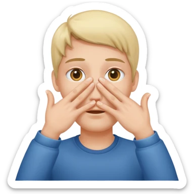 Covering the face with hands and peeping through your finger sticker