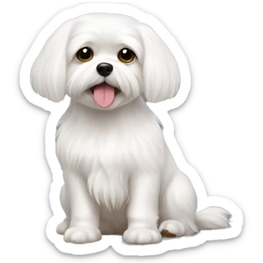 Maltese white dog cute no collar sitting down sticker