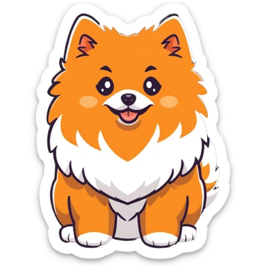 cute Pomeranian spitz dog with fluffy fur and happy expression sticker