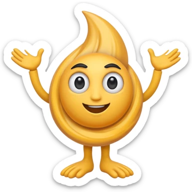 clean emoji-style cyclone with cartoonish eyes and black limbs, arms and legs, professional branding design sticker
