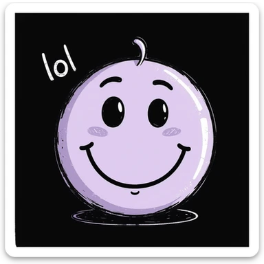 soft lilac smiley face with a small 'lol' in playful handwriting above, chalk-style, rough doodle-like texture, pastel chalk on a dark surface, aesthetic and emotional, suitable for a Telegram channel sticker