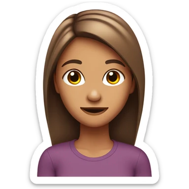 smirking girl, tucking brown hair behind ear sticker