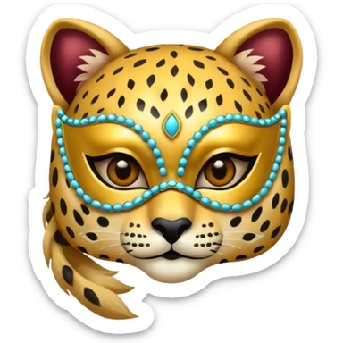 cheetah with glamorous masquerade mask sticker